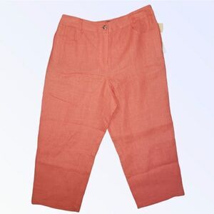Women's Harve Benard Coral Linen Capri Pants Size 10P wide Leg